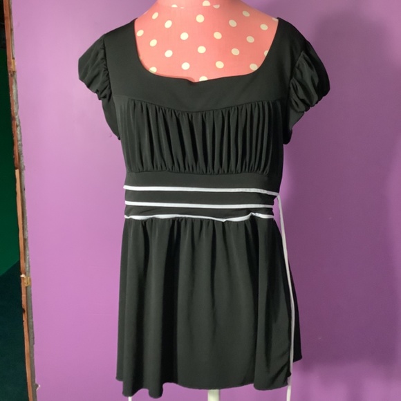 Women’s Speechless Black/white Peplum Top Size L - Picture 4 of 15